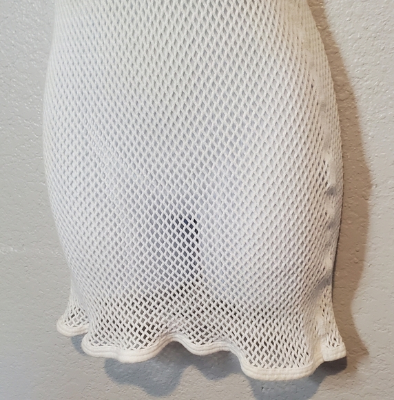 💚5/$25 Pendeed White Mesh Open Weave Cotton Knit Tank Top Mini Dress Dancewear - Picture 6 of 8